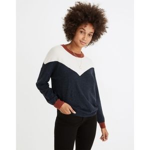 Madewell Colorblock Yoke Pullover Sweater in Heather Indigo, Size XXS